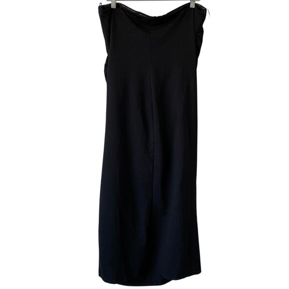 NEW A NEW DAY Black Strapless Knit Tube Dress Size Large Slit Hem Stretch Midi - Picture 5 of 7